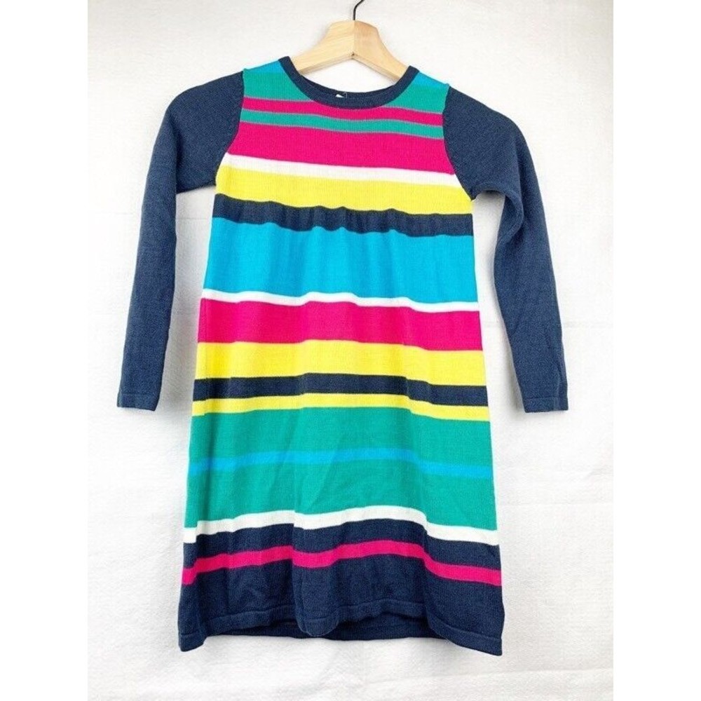 John Lewis Girls Sweater Dress Multicolor Pink Pullover Striped 100% Acrylic 7